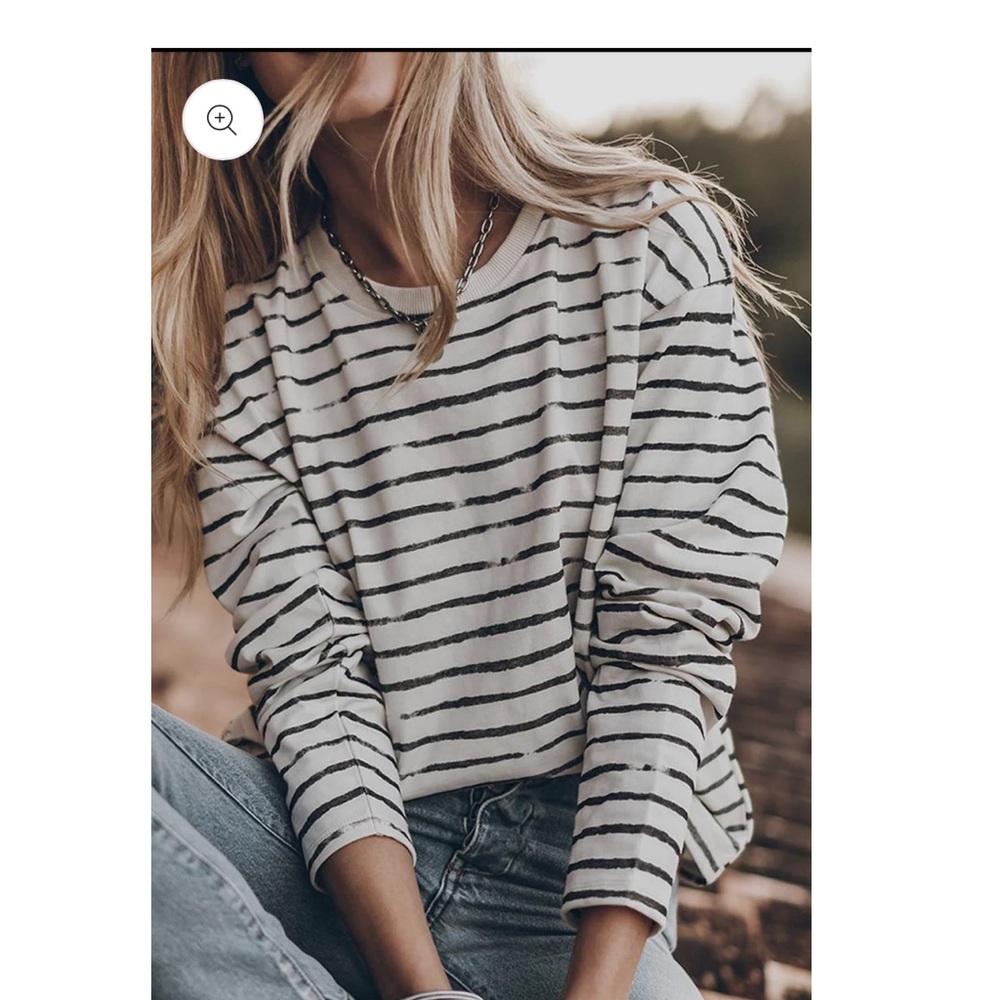 White long sleeve top with black brush strokes